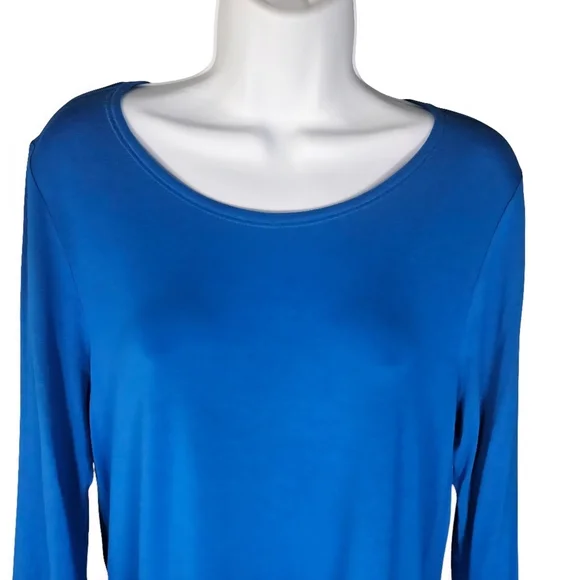Eileen Fisher Lightweight Viscose Jersey Round Neck Tunic Top Size S Blue - Picture 3 of 13